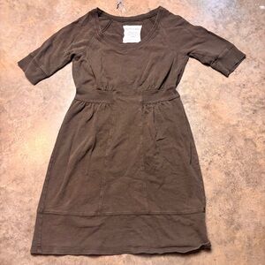 Anthropologie Pure + Good  Short Sleeve Sweatshirt Dress in Olive Green Size S